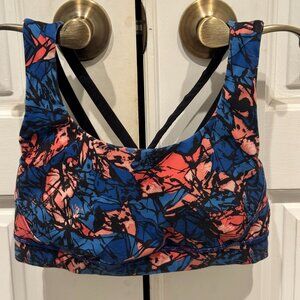 Lululemon Energy Sports Bra Exhale Mini Paint Storm Harbor Blue Black Size 6